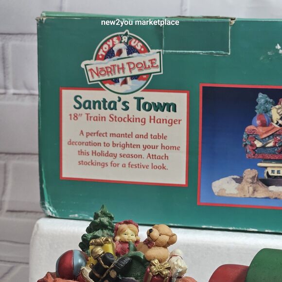 Vintage Christmas Santa's Town 18" Mantle Train 4 Stocking Hanger W/Box Heavy - Picture 13 of 16